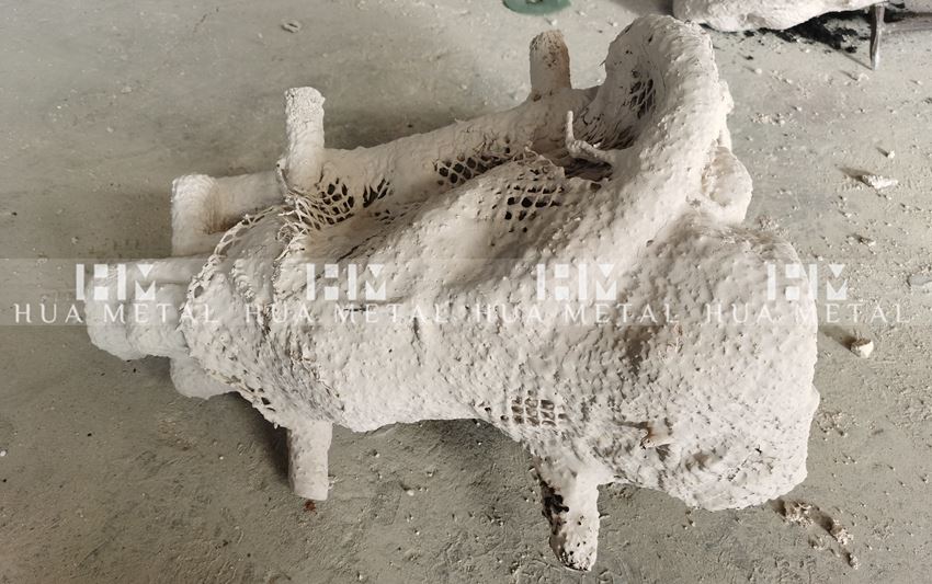 sand shell of the broze cast statue