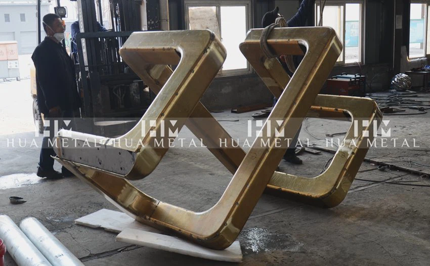 fabrication of Abstract brass sculpture at factory