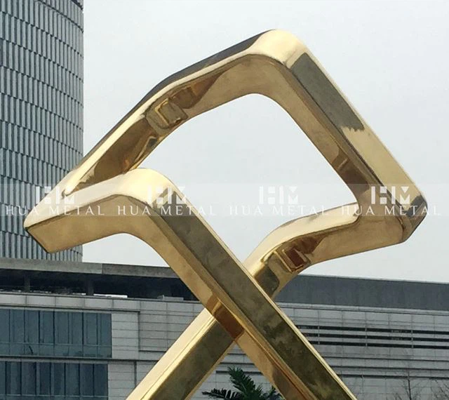 outdoor aabstract polishing brass sculpture