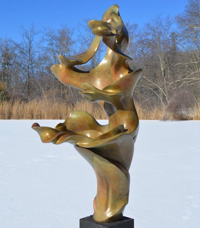 Bronze cast abstract statue